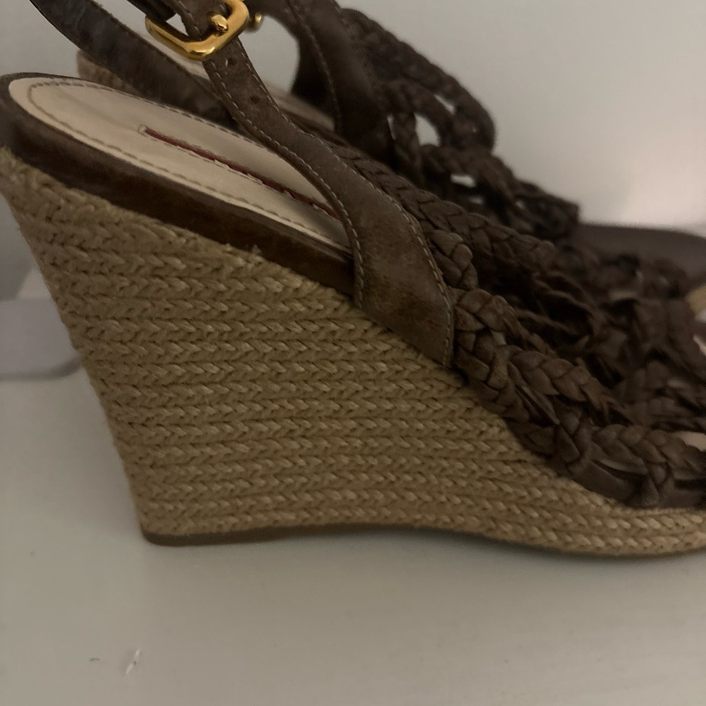 Prada Women's Brown Woven Wedges - Picture 10 of 12